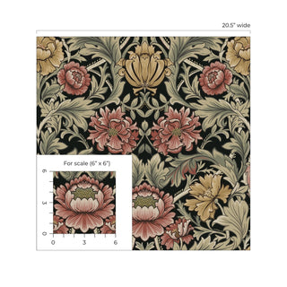 HG14000 acanthus floral vintage peel and stick wallpaper scale from Harry & Grace