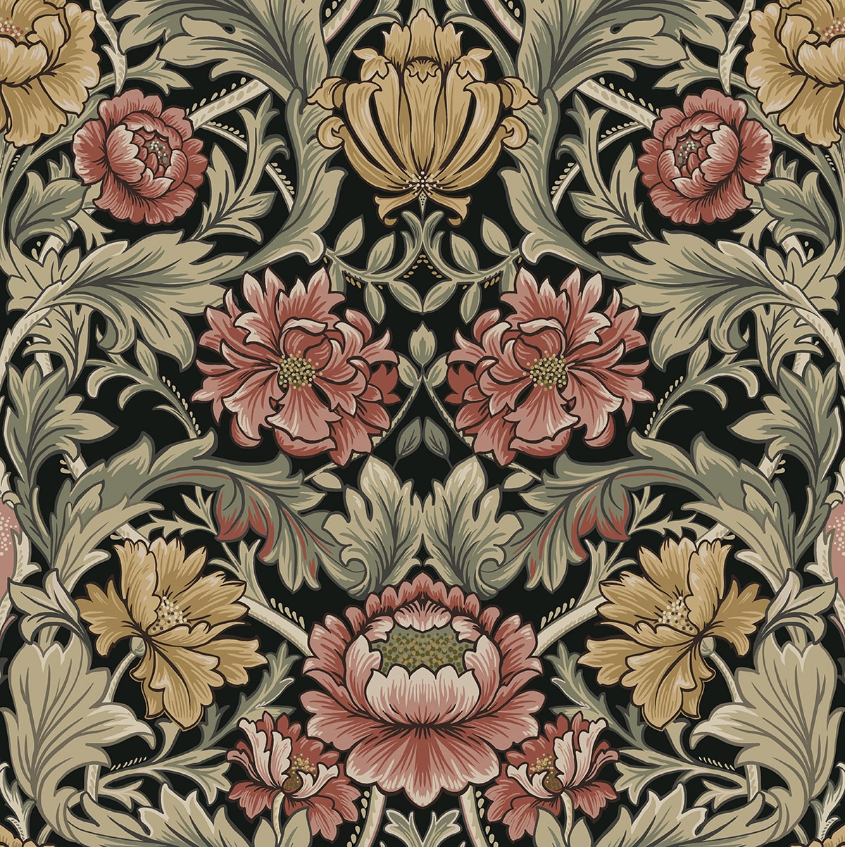 HG14000 acanthus floral vintage peel and stick wallpaper from Harry & Grace
