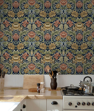 HG14002 acanthus floral vintage peel and stick wallpaper kitchen from Harry & Grace