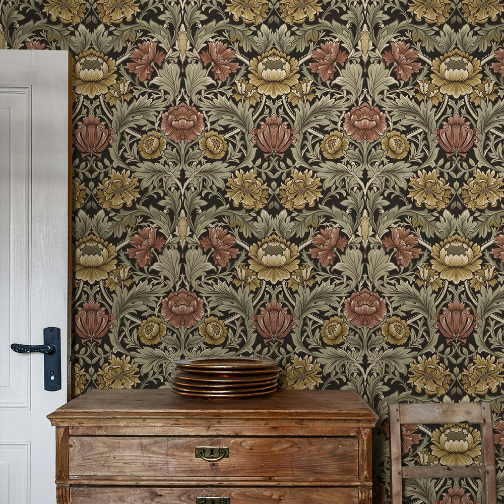 
                  
                    HG14006 acanthus floral vintage peel and stick wallpaper accent from Harry & Grace
                  
                