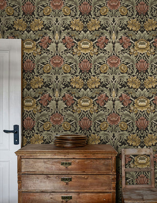 HG14006 acanthus floral vintage peel and stick wallpaper accent from Harry & Grace
