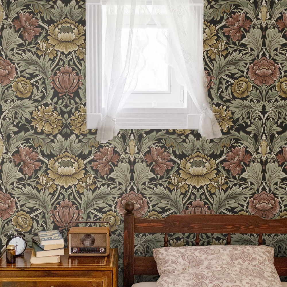 
                  
                    HG14006 acanthus floral vintage peel and stick wallpaper bedroom decor from Harry & Grace
                  
                