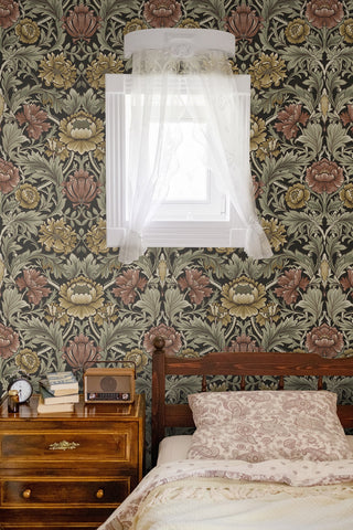 HG14006 acanthus floral vintage peel and stick wallpaper bedroom decor from Harry & Grace