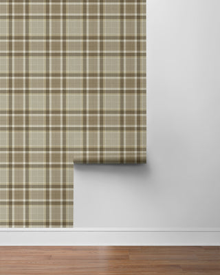 HG14406 Twill Plaid Premium Matte Non-Woven Peel and Stick Wallpaper Roll at Say Decor