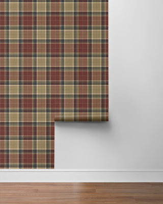 HG14411 Twill Plaid Premium Matte Non-Woven Peel and Stick Wallpaper Roll at Say Decor