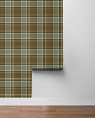 HG14414 Twill Plaid Premium Matte Non-Woven Peel and Stick Wallpaper Roll at Say Decor