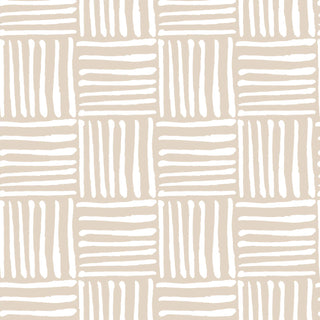 Mitchell Black Hatch Geometric Wallpaper in Shade Sand at Say Decor