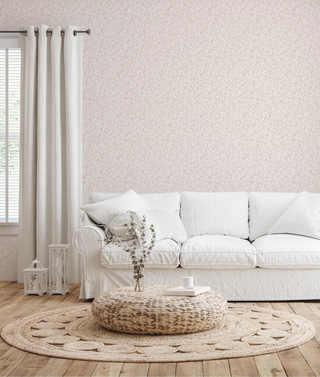 Haven Botanical Pink Leaf Peel and Stick Wallpaper Living Room from Say Decor