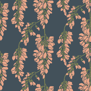 Mitchell Black Wisteria Floral Wallpaper in shade Dark Blue at Say Decor