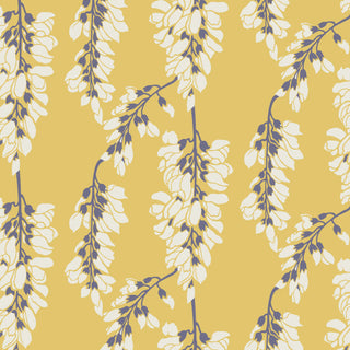 Mitchell Black Wisteria Floral Wallpaper in shade Yellow at Say Decor
