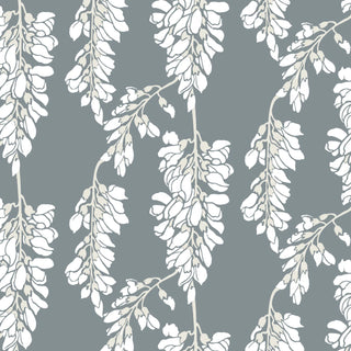 Mitchell Black Wisteria Floral Wallpaper in shade Gray at Say Decor