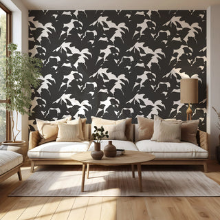 Mitchell Black x Mrs. Paranjape Holly Abstract Wallpaper living room in shade Black at Say Decor