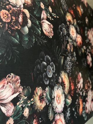 Eilish Dark Floral Peel and Stick Wallpaper Detail from Say Decor
