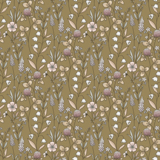 Kirsten Floral Peel and Stick Wallpaper in shade mustard at Say Decor