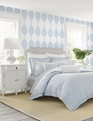 LN21402 palm frond peel and stick wallpaper bedroom from Lillian August