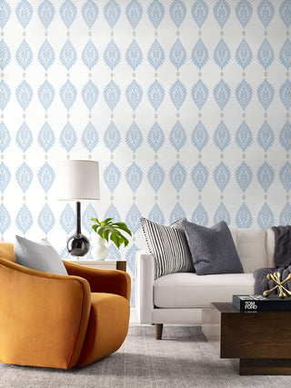 LN21402 palm frond peel and stick wallpaper living room from Lillian August