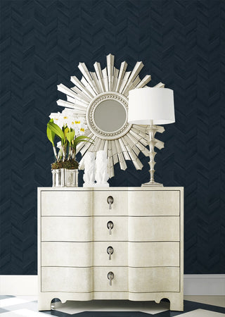 LN40802 faux chevron vinyl wallpaper living room from the Coastal Haven collection by Lillian August