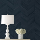 LN40802 faux chevron vinyl wallpaper decor from the Coastal Haven collection by Lillian August