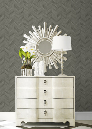LN40808 faux chevron vinyl wallpaper living room from the Coastal Haven collection by Lillian August
