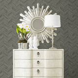 LN40808 faux chevron vinyl wallpaper living room from the Coastal Haven collection by Lillian August