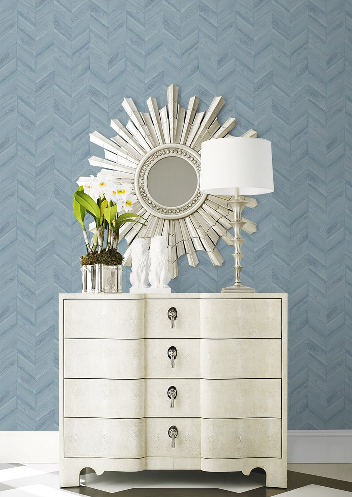 LN40812 faux chevron vinyl wallpaper living room from the Coastal Haven collection by Lillian August