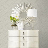 LN40818 faux chevron vinyl wallpaper living room from the Coastal Haven collection by Lillian August