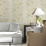 LN41003 chinoiserie bird vinyl wallpaper living room from the Coastal Haven collection by Lillian August