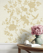 LN41003 chinoiserie bird vinyl wallpaper decor from the Coastal Haven collection by Lillian August