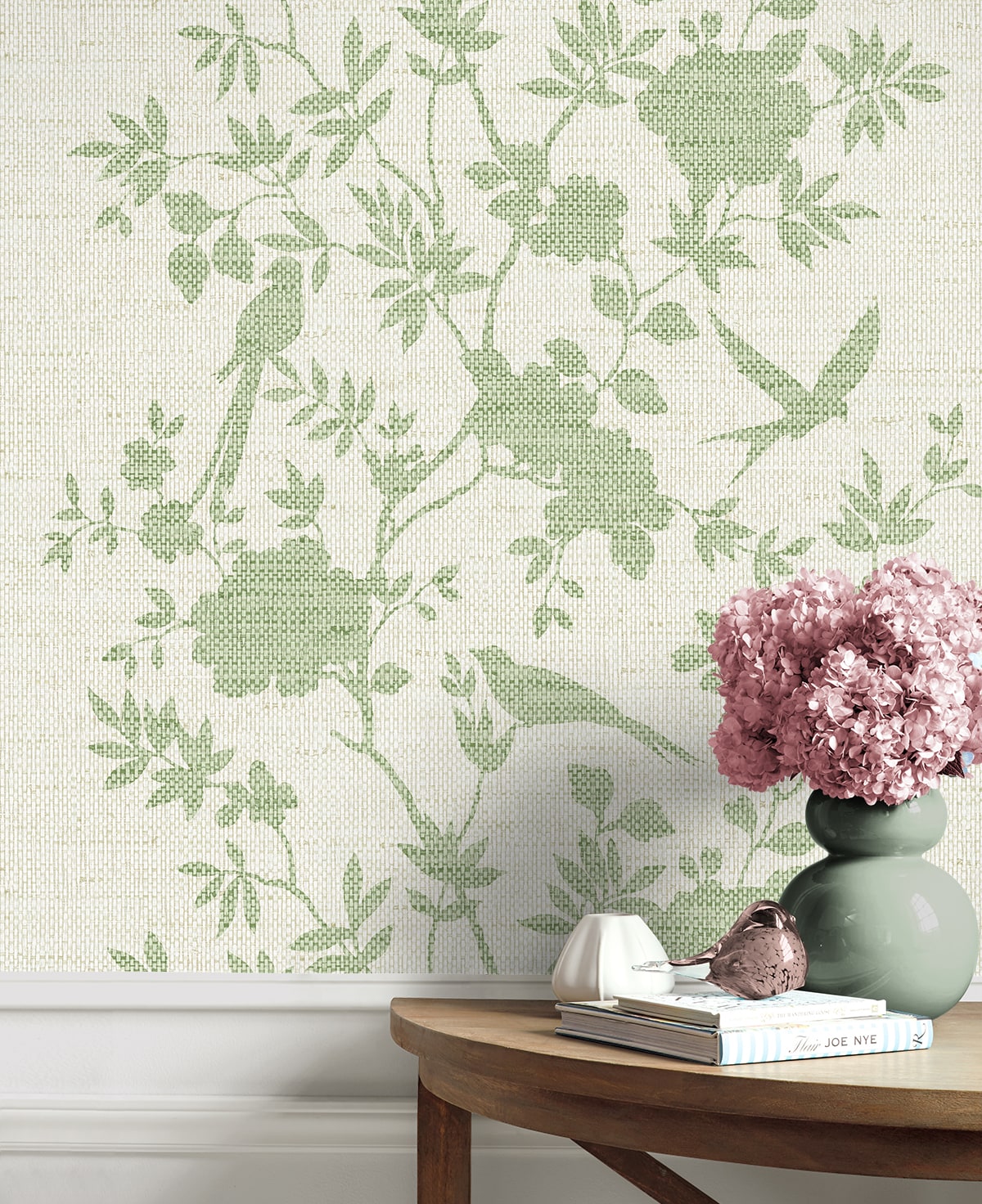 Aloha Bird Trail Chinoiserie Embossed Vinyl Unpasted