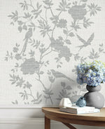 LN41008 chinoiserie bird vinyl wallpaper decor from the Coastal Haven collection by Lillian August