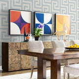 LN41202 geometric textured vinyl wallpaper dining room from the Coastal Haven collection by Lillian August