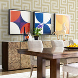 LN41203 geometric textured vinyl wallpaper dining room from the Coastal Haven collection by Lillian August