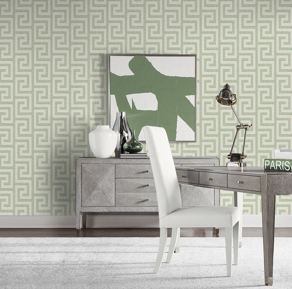 LN41204 geometric textured vinyl wallpaper living room from the Coastal Haven collection by Lillian August