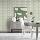 LN41204 geometric textured vinyl wallpaper living room from the Coastal Haven collection by Lillian August