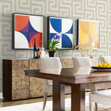 LN41207 geometric textured vinyl wallpaper dining room from the Coastal Haven collection by Lillian August