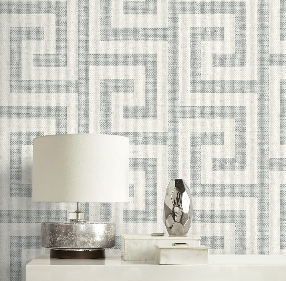 LN41208 geometric textured vinyl wallpaper decor from the Coastal Haven collection by Lillian August