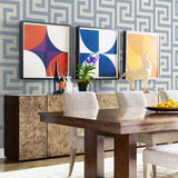 LN41212 geometric textured vinyl wallpaper dining room from the Coastal Haven collection by Lillian August
