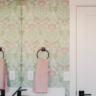 Green Bloomery Morris Flower Peel and Stick Wallpaper Decor from Say Decor
