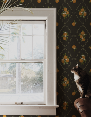 black fruit peel and stick wallpaper decor from Loomwell Home Goods