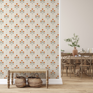 floral peel and stick wallpaper dining room from Loomwell Home Goods