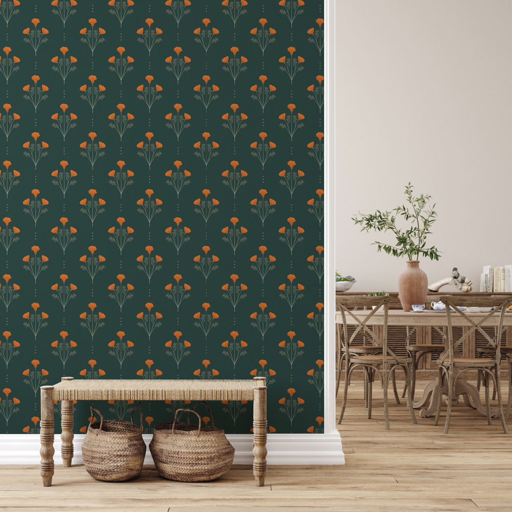 
                  
                    green floral peel and stick wallpaper dining room from Loomwell Home Goods
                  
                
