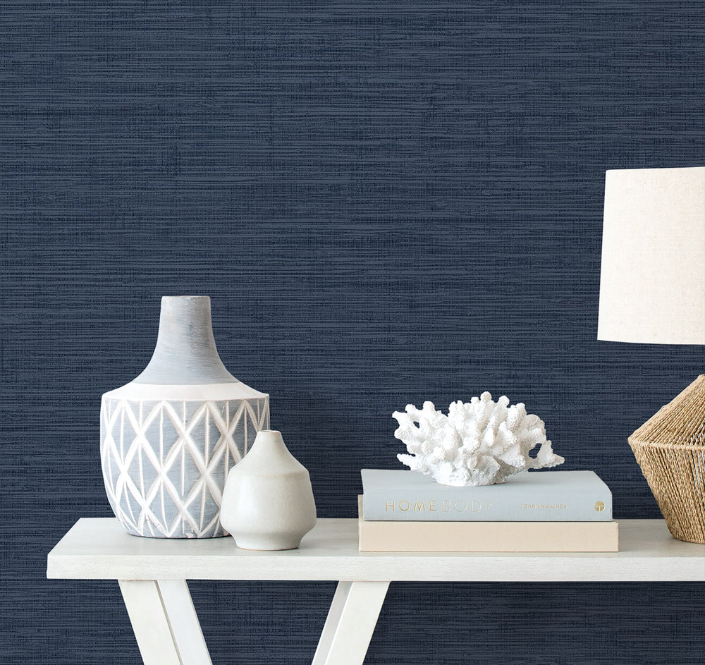 MB31812 blue stringcloth wallpaper from the Beach House collection by Seabrook Designs