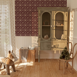 red floral lattice peel and stick wallpaper nursery from Loomwell Home Goods