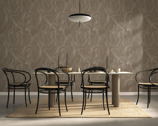 Mitchell Black Meraki Abstract Wallpaper dining room in shade Deep Taupe at Say Decor