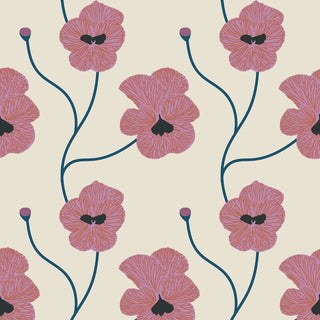 Mitchell Black Natalie Papier Flourish Floral Wallpaper in shade Fuchsia Linen at Say Decor