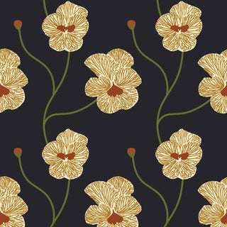 Mitchell Black Natalie Papier Flourish Floral Wallpaper in shade Saffron Night at Say Decor