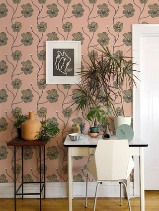 Mitchell Black Natalie Papier Flourish Floral Wallpaper decor in shade Sunset Blush at Say Decor