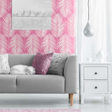 NW39801 palm leaf peel and stick wallpaper living room from NextWall
