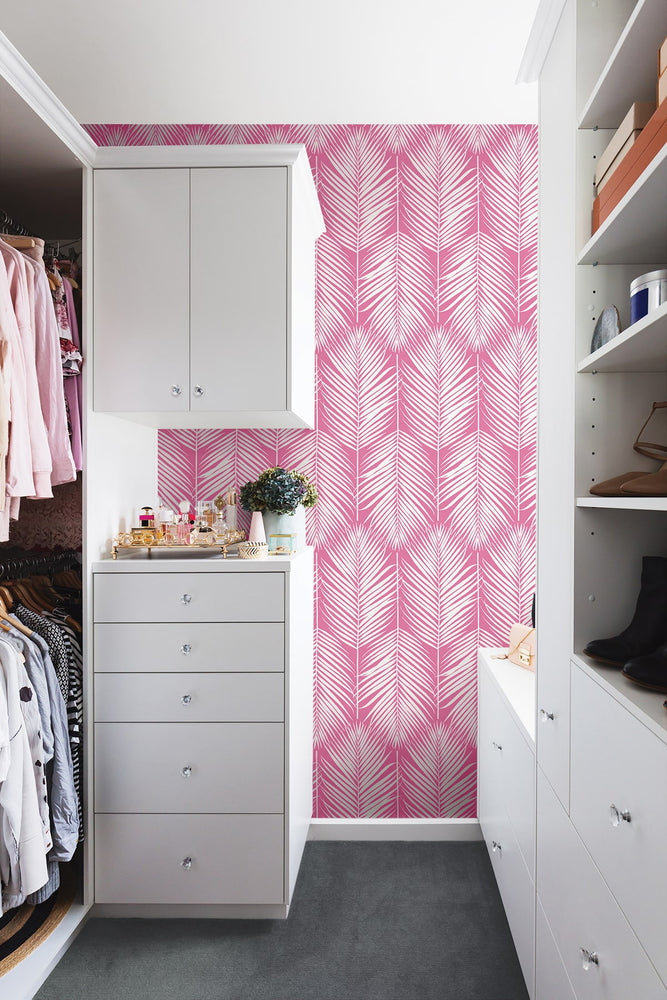 NW39801 palm leaf peel and stick wallpaper closet from NextWall
