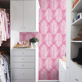 NW39801 palm leaf peel and stick wallpaper closet from NextWall